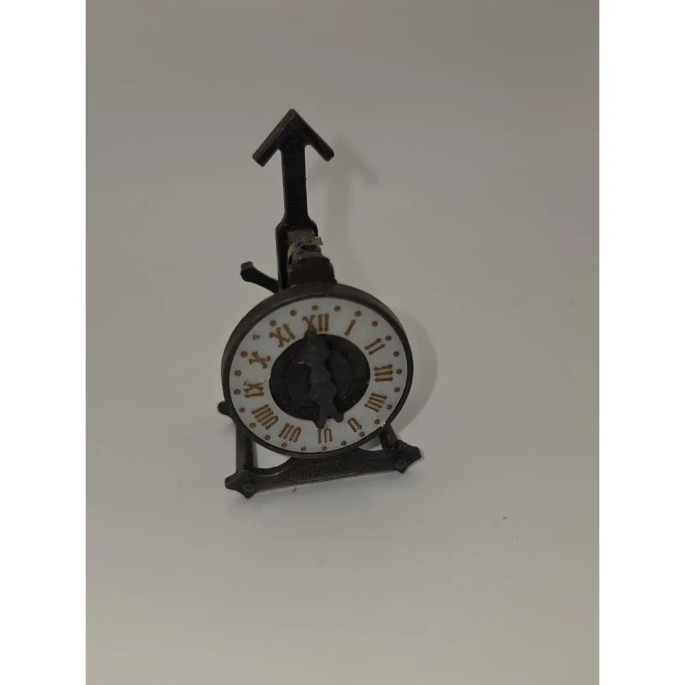 Vintage Metal Clock Pencil Sharpener Gears work! Clock Hands Turn 80's